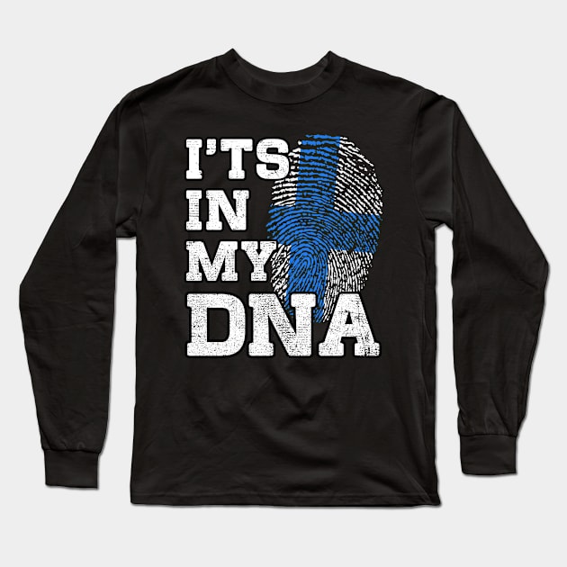 It's In My DNA Finn Fingerprint Proud Finland Flag Long Sleeve T-Shirt by snnt